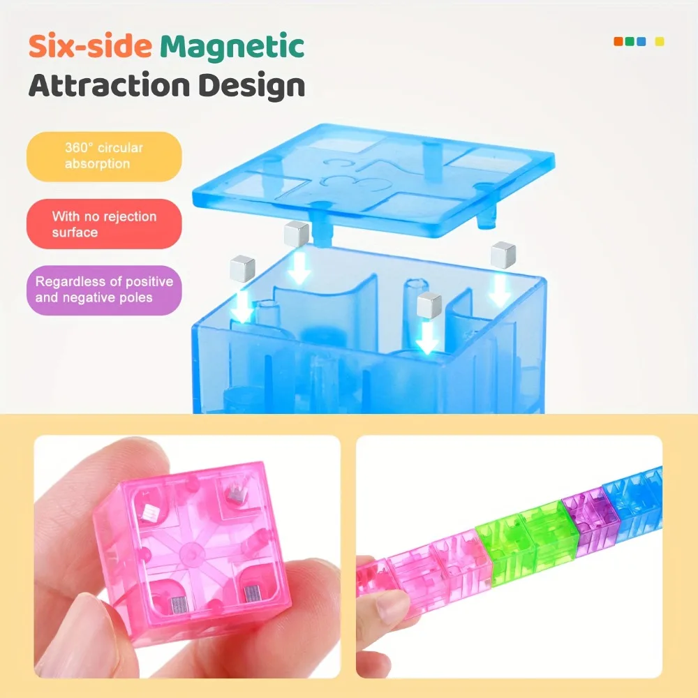Bunte magnetische Bausteine Spielzeug transparente magnetische Würfel Konstruktion Vorschule STEM pädagogische sensorische Kinder Spielzeug Geschenk – Detail 7
