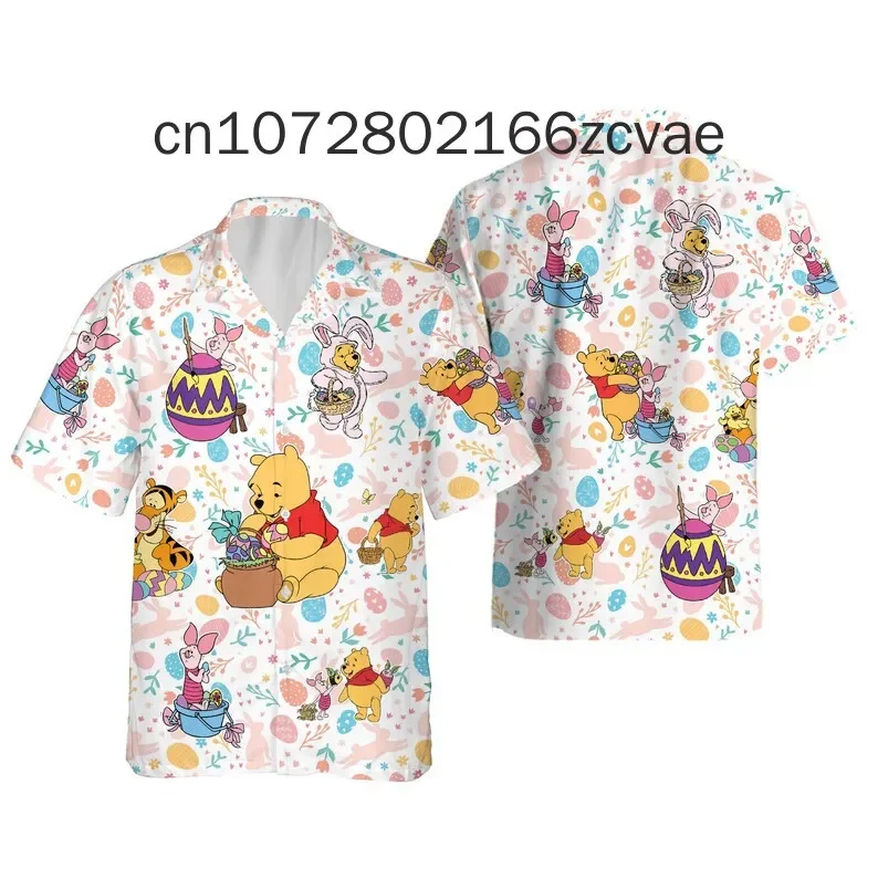 New Pooh Bear Hawaiian shirt Disney Inspired Men's And Women's Button Down Short-Sleeved Shirt Fashion Beach Shirt