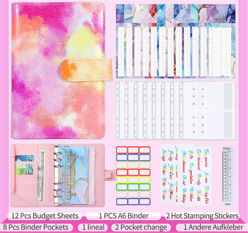 

A6 Cloud Colorful Money Budget Planner Binder Zipper EnvelopesCash Envelopes For Budgeting Money Organizer For Budget Binde