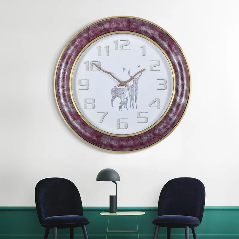 

Бесшумные простые настенные часы для гостиной, круглые современные модные японские бытовые металлические настенные часы