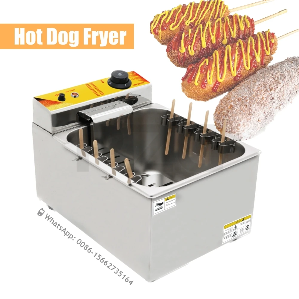 

12L Electric Commercial Cheese Hot Dog Fried Stick Crispy Snack Making Machine Deep Fryer Furnace Oven