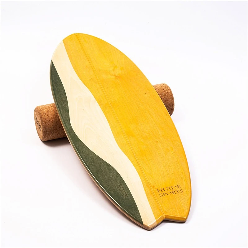 `Fish‑Shaped Wooden Surfing Balance Board Portable Home Fitness Skiing Yoga Body Building Training Workout Gear`