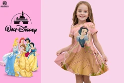 MINISO estate 2024 moda Disney biancaneve vestito a maniche corte principessa stampa 3D carino abbigliamento per bambini moda