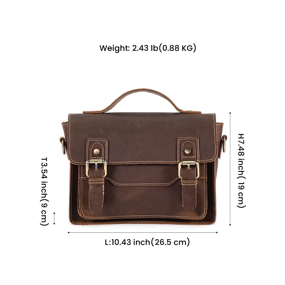 Vintage Genuine Leather Shoulder Bag High Quality Leather Crossbody Bag Men Women Office Messenger Bags Travel Small Handbags