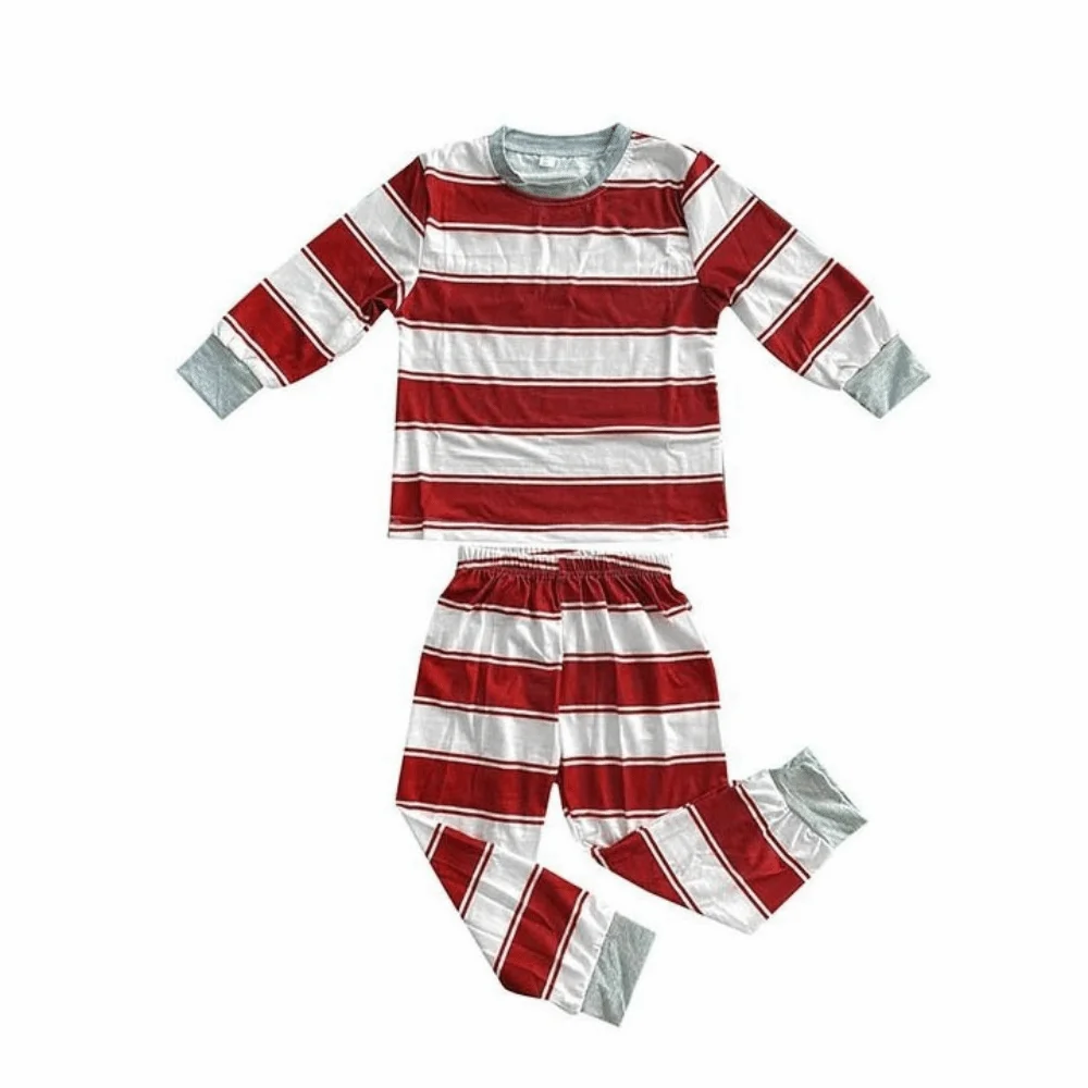 

Soft Striped Print Christmas Parent-child Outfits Cotton Top+Pants Matching Family Outfits Baby Romper Mom Dad Kids