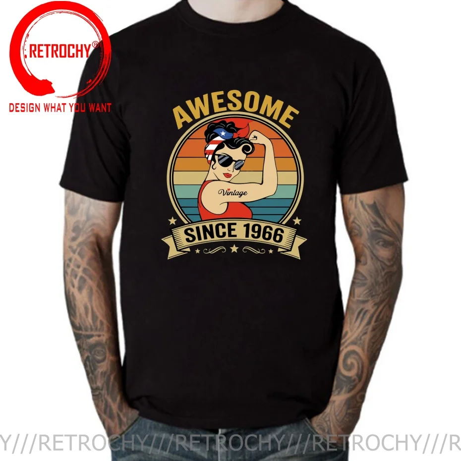 Retro Awesome Since 1966 Vintage Birthday T Shirt Men Fashion Trendy Casual Clothing Stylish Tops Tee Shirt Leisure Tshirt