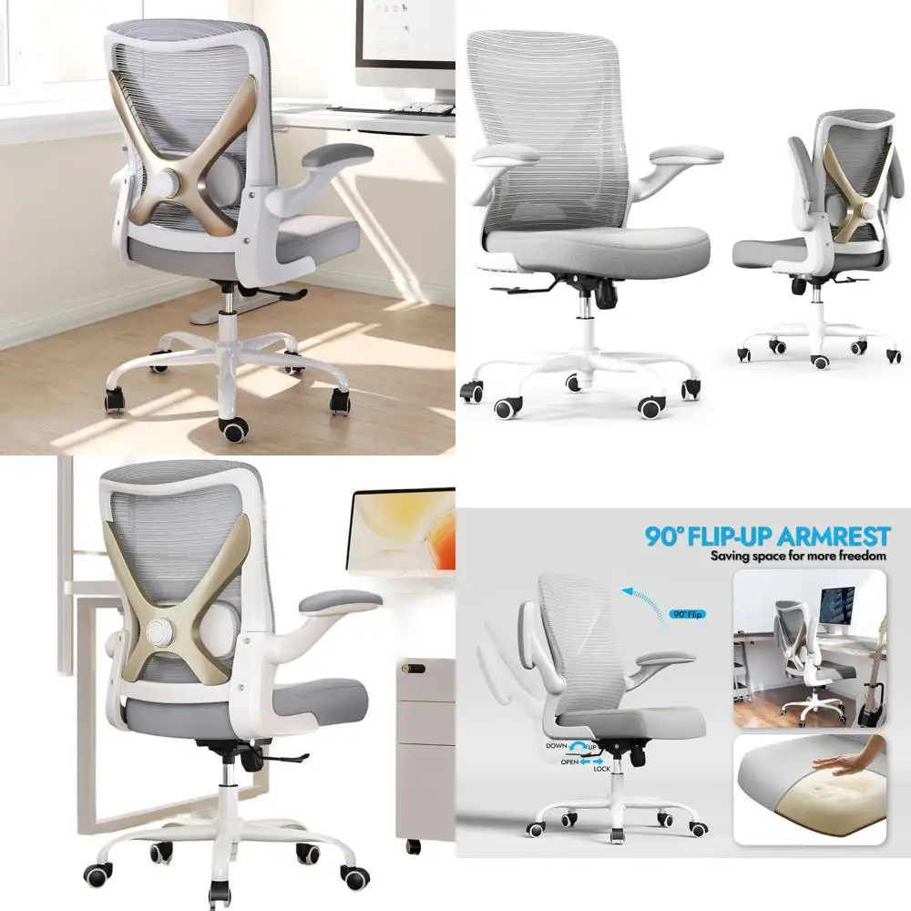 

Эргономичное регулируемое офисное кресло с поясничной поддержкой - удобные компьютерные кресла для дома, офиса и игр (серо-золотистый)