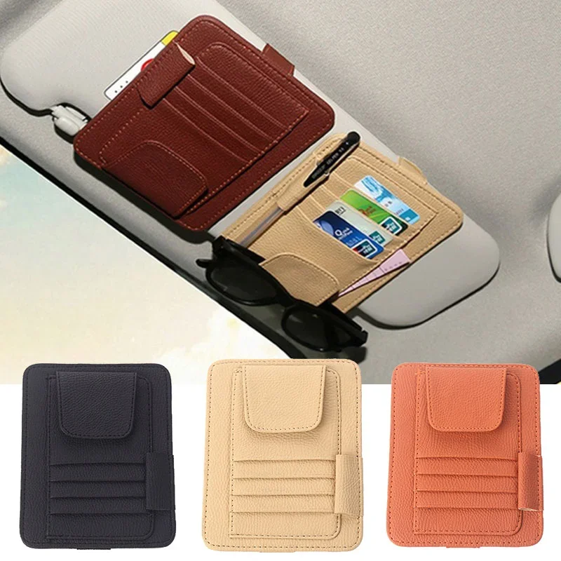 

Car Sun Visor Organizer Multi-Pocket Auto Interior Accessories Sunglasses Card Holder Storage Glasses Clip Sunshade Bag