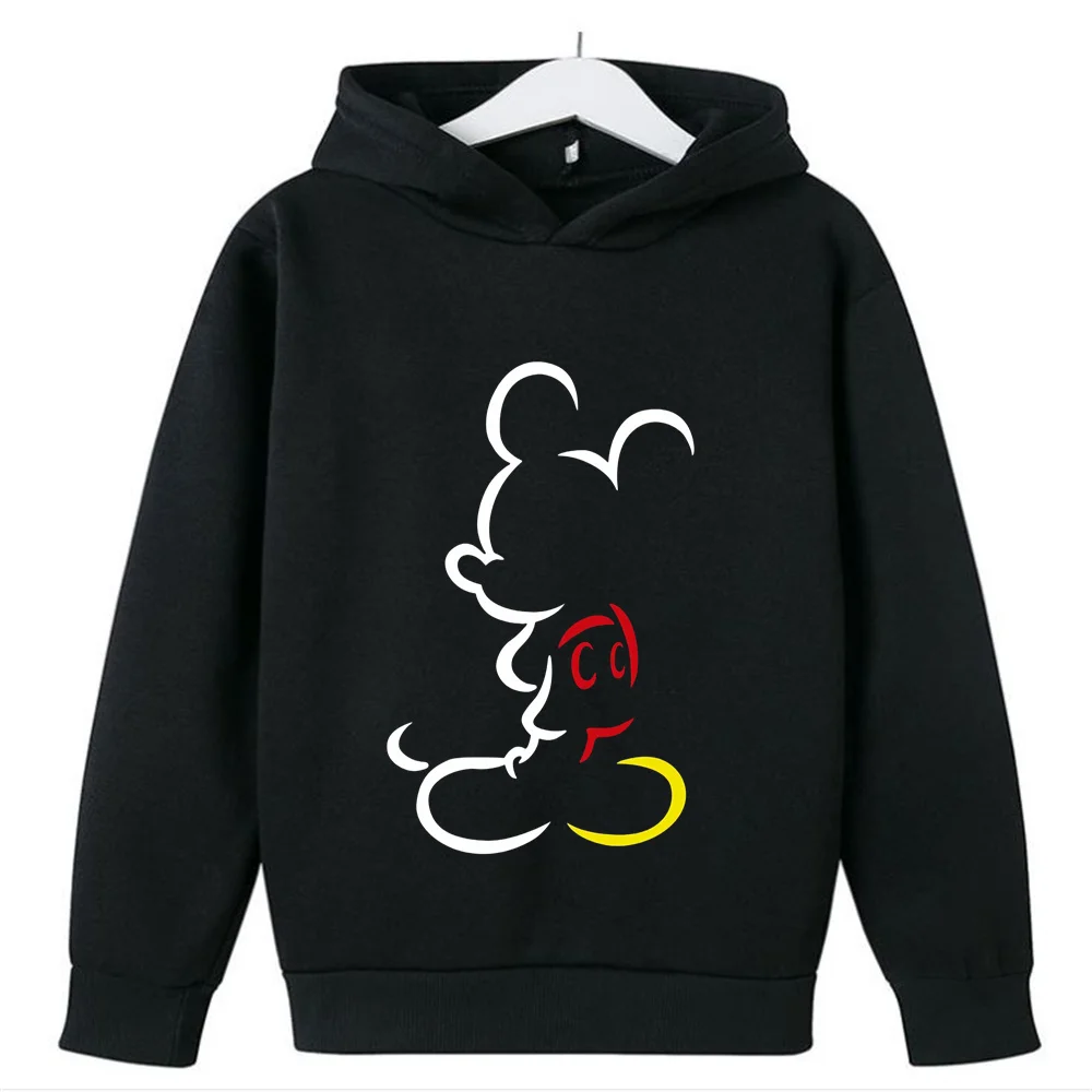 Ropa de Disney para niñas, sudadera con estampado de dibujos animados de Mickey y Minnie Mouse, moda informal para niños de 3 a 14 años