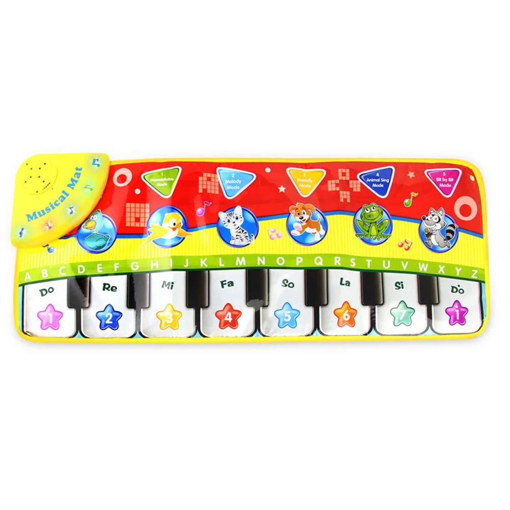 Child Keyboard Blanket Music Touch Play Mat with 6 Animal Sounds 5 Modes Floor Piano Keyboard Mat Gifts for Toddlers Girls Boys