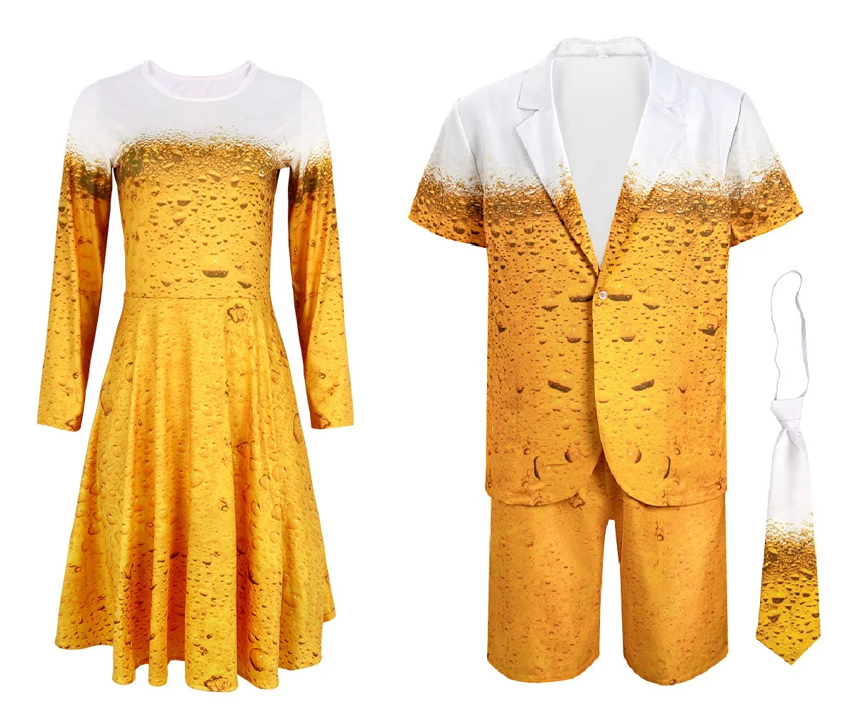 

Костюмы Октоберфеста для взрослых, забавные пивные костюмы для косплея с 3D принтом, мужские костюмы, фестиваль пива, женская одежда, нарядное платье на Хэллоуин