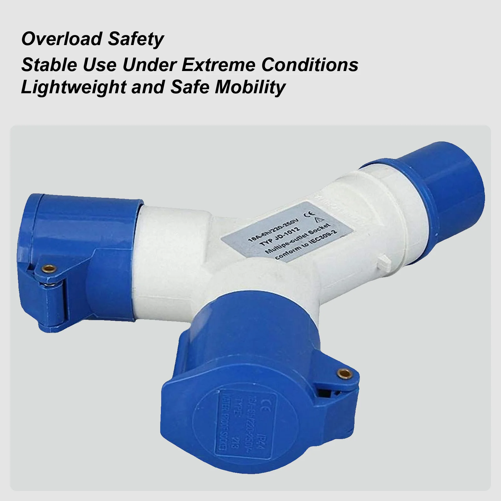 Industrial Socket Splitter 2-Way Splitter Industrial Plug Socket 16A Heavy-Duty High-Current Applications Connecting Equipment