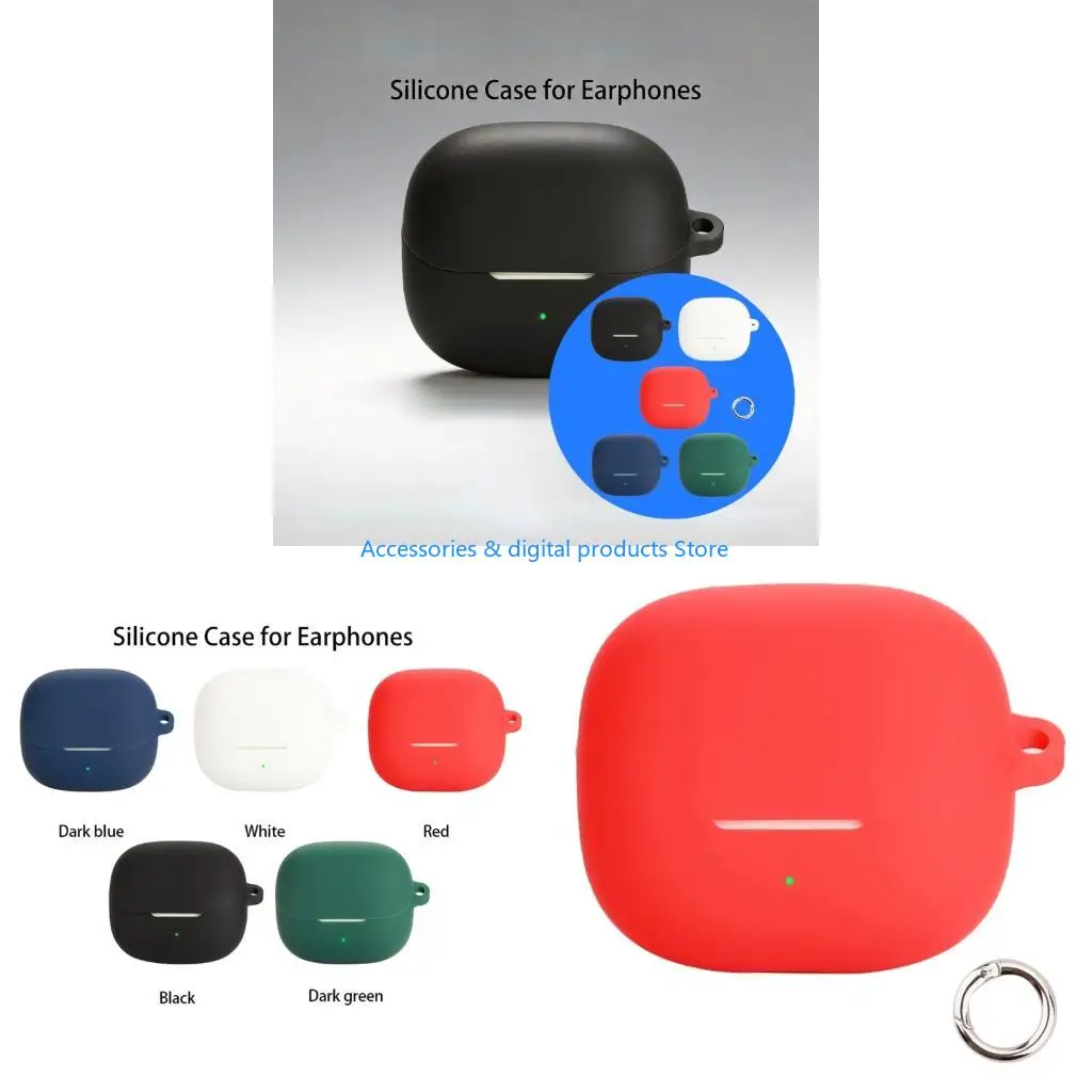 77JD Earbud Charging Case Cover in Silicone, Two-Piece Lid Section with Open Port Access for Daily Storage Routine