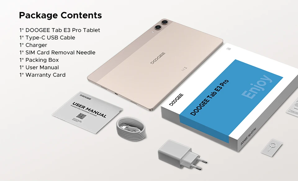 DOOGEE Tab E3 Pro Tablet Android 15 Gemini AI 13'' Display 7.9mm Ultra-thin 8GB 256GB Smart Pad 11000mAh Battery Global Version