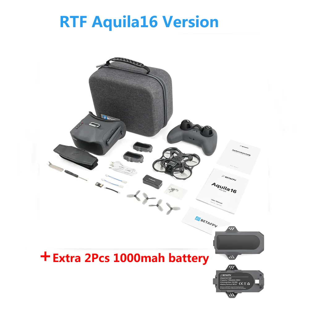 

BETAFPV Aquila16 Brushless Quadcopter 1102 18000KV Brushless Motors VR03 Goggles Literadio 2 SE ELRS V3.0 2.4G FPV Quadcopter