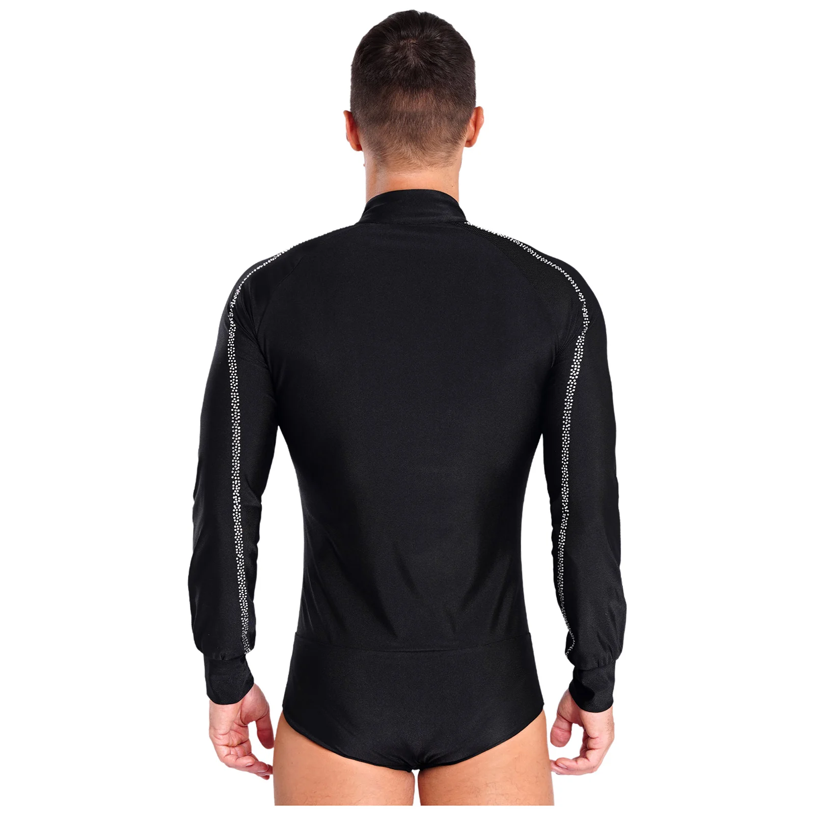 Camisa de dança latina masculina ginástica collant bodysuit strass tango rumba dança de salão camisa superior traje de halloween roupas