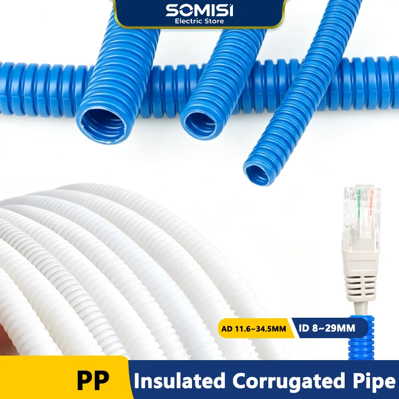 2/3/5/10M PP Insulated Corrugated Pipe AD 11.6~ 34.5mm ID 8~29MM Harness Casing Cable Sleeve Auto Car Mechanical Line Protection