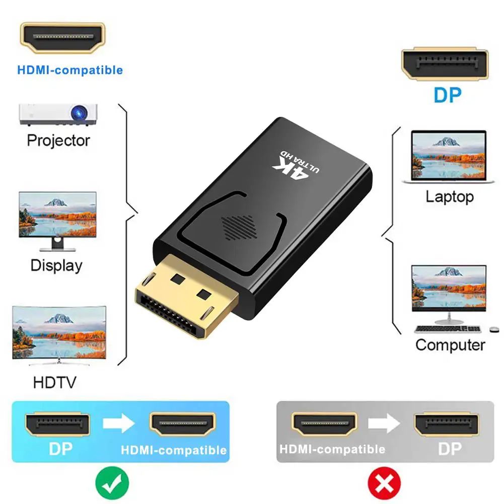 4k dpからhdmiへのビデオアダプター,コンピューター,TVモニター,コンバーター,ディスプレイポート,アダプター