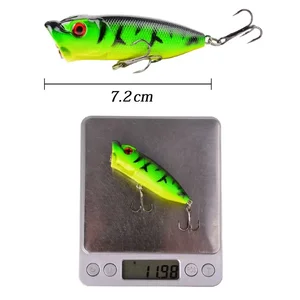 Hard Artificial Popper Fishing Lure, crankbait fishing, topwater with 2 acute hooks, carp fishing baits, wobbler, 7cm, 12g, 1pc 8 Main Sales Popper - №7