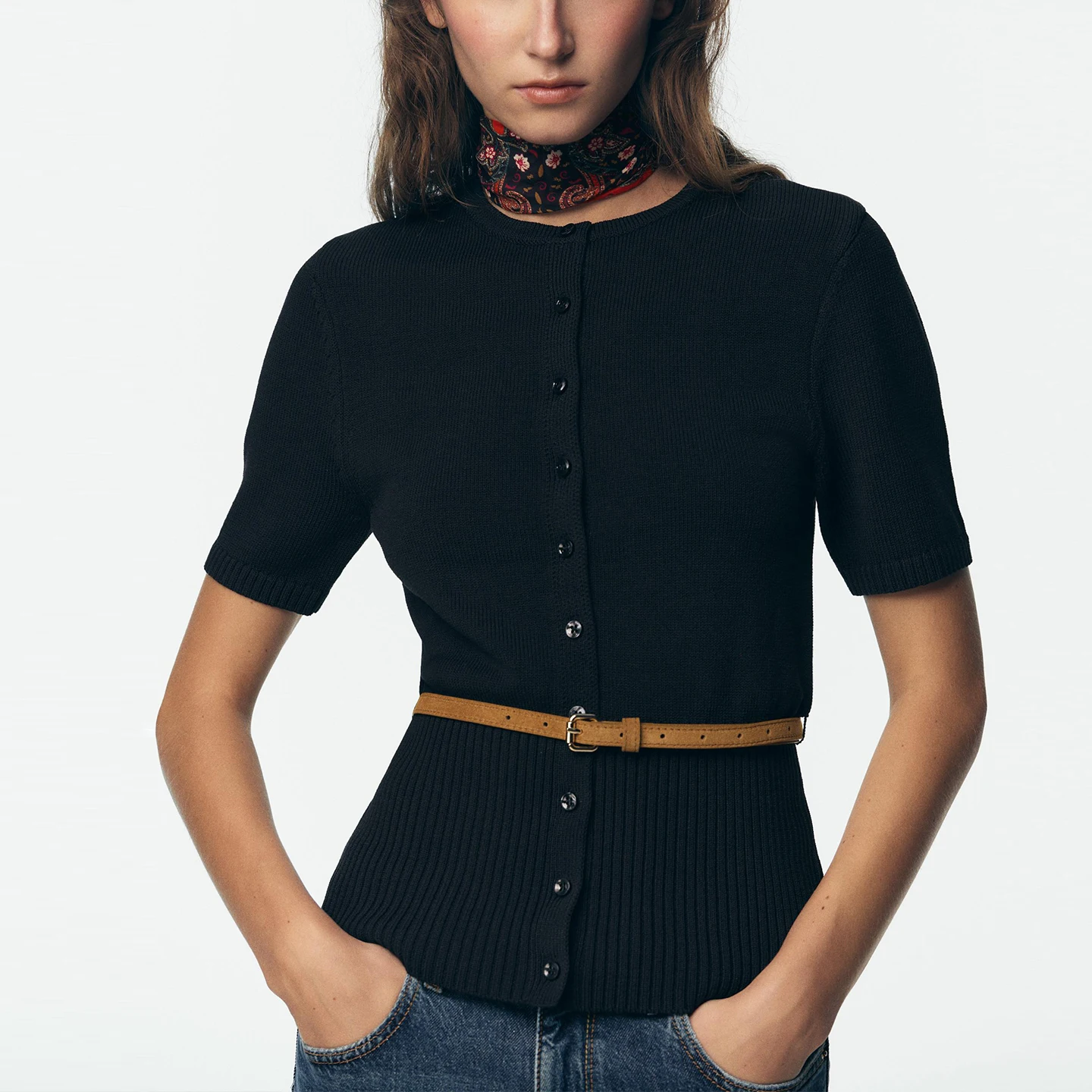 

Z Women's Knitted ort Sve Coat Casual Sle Belted Faionable Autumn 2025 Open Cardigan Knitwear Ele