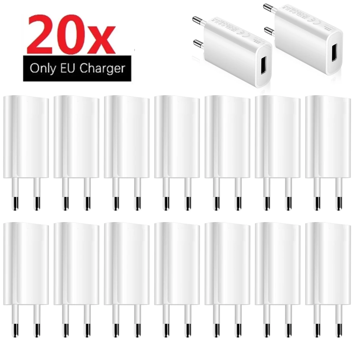 10-20Pcs Portable 5V 1A Eu US AC Usb Wall Charger Travel Power Adapters For Phone 7 8 Xr  Samsung Huawei Charger Plug