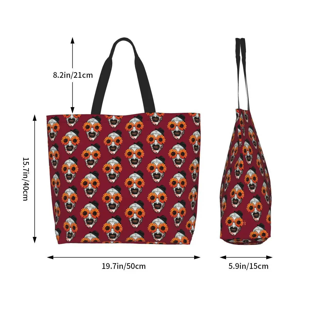 Art The Clown Terrifier 2 Sunflower Sunglasses Shopping Tote Bag Canvas Large Capacity Shoulder Bags Shopper Grocery Handbag