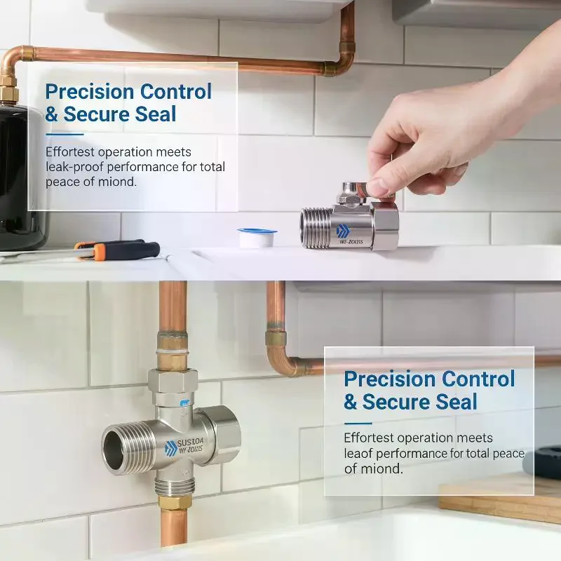 1 Set Tap Tee B Cold Hot Water Pipes Home Accessories 1/2