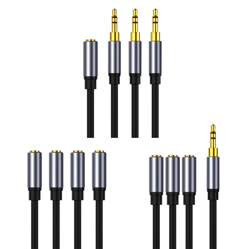 Kabel słuchawkowy 3,5 mm do 3x 3,5 mm Wtyczka interfejsu Przewód Aux Kabel adaptera audio do urządzeń przenośnych z portem 3,5 mm