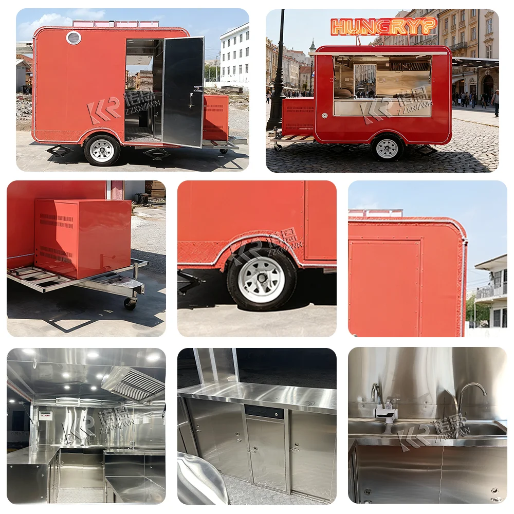 

Stainless Steel Concession Food Trailer Mobile Boba Tea Pizza Fried Chicken Pizza Trailer Mobile Food Truck With Kitchen