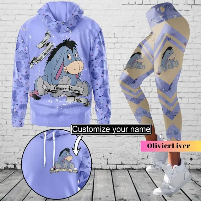 

2025Eeyore Hoodie And Leggings Suit Women's Diseny Winnie the Pooh Hoodie Yoga Pants Sweatpants Fashion Tracksuit Set