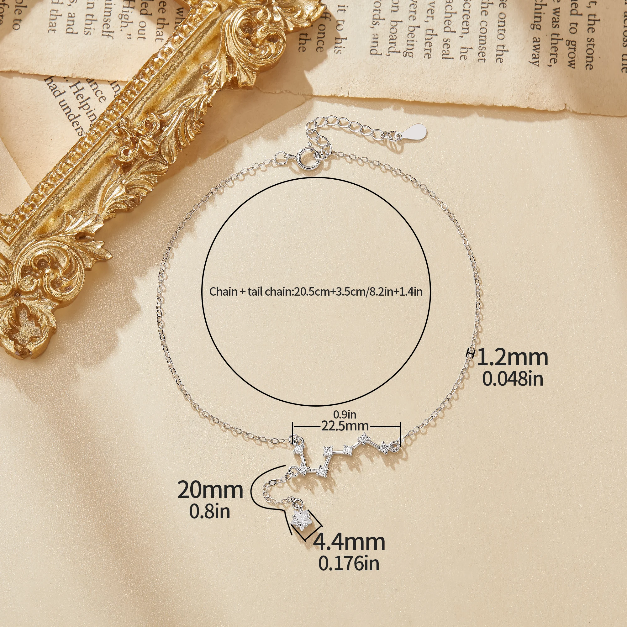 CZ Stone Big Dipper Charm Anklet Bracelet 925 Sterling Silver Anklet Adjustbale Foot Chain Dainty Birthday Gift 6690093