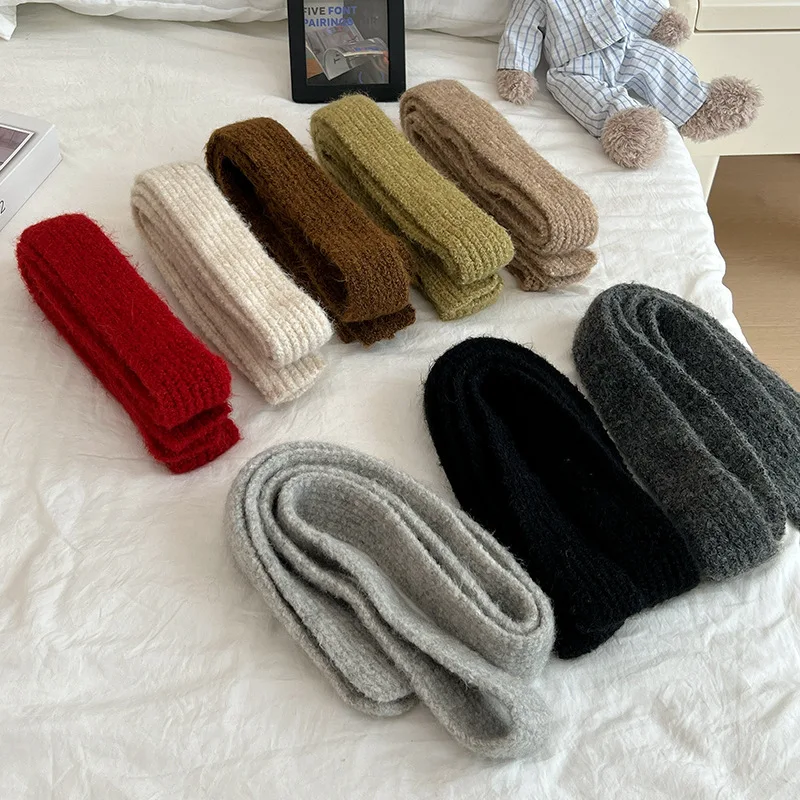 Y2K Fashion Striped Plush Scarf Women\'s Niche Design Sense Spice Girl Versatile Decoration Korean Version Narrow Small Scarf