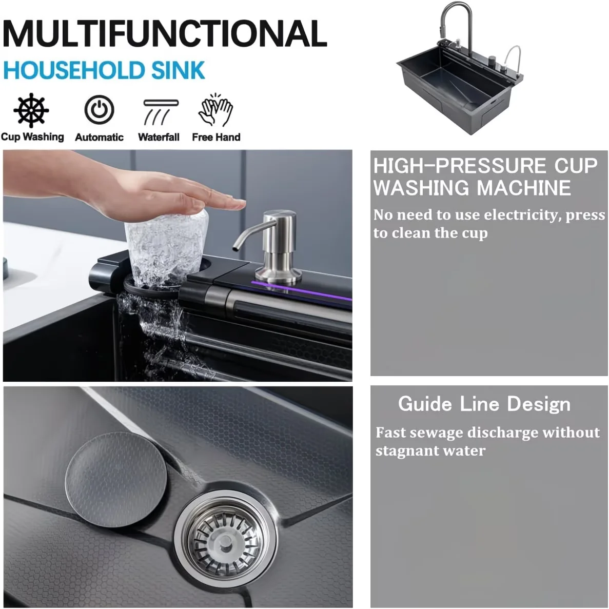 Premium Stainless Steel Kitchen Sink, 5 Custom Sizes, Deep Single Bowl Design for Modern Kitchen Renovation