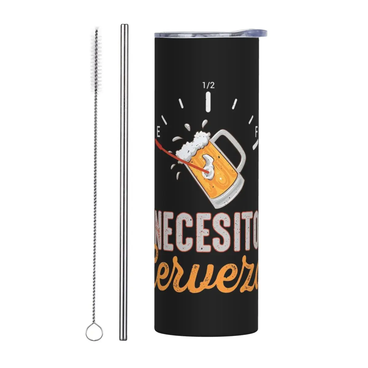 Necesito Cerveza Mexican Beer Funny Stainless Steel Tumbler Vacuum Insulated Mug Thermal Cold Bottle Straw With Lid 20oz