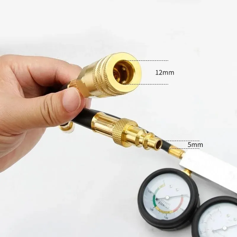 Probador de compresión de motor de gasolina, Kit de Detector de fugas de doble calibre con caja roja, probador de fugas de cilindro de coche TU-21