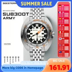 SEESTERN Diver Watch For Men SUB300T Sapphire NH35 Automatic Mechanical Watches 20ATM Waterproof Luminous Wristwatch Army Dial