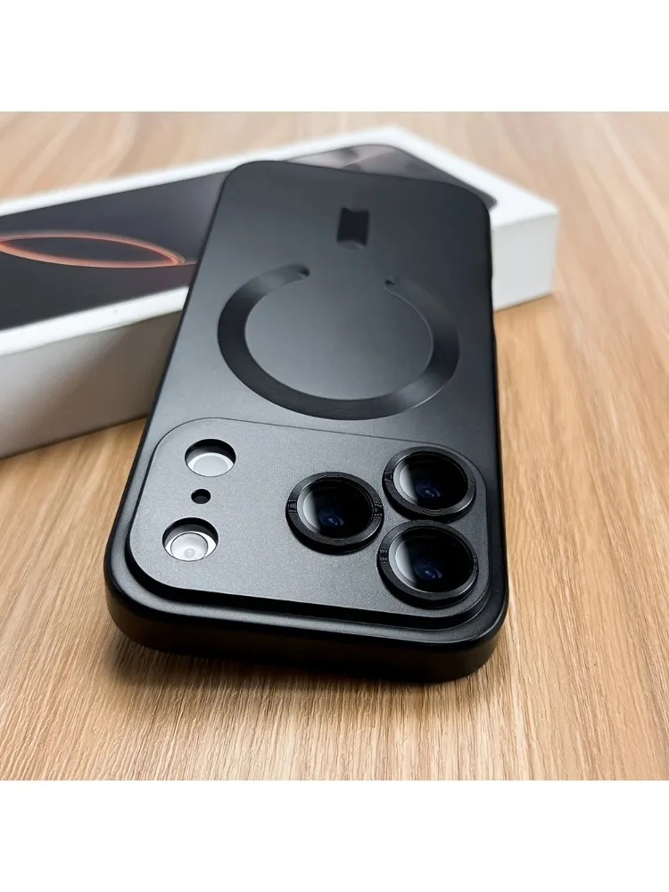Luksusowe metaliczne etui magnetyczne z miękkiego TPU do iPhone 17 16 E 15 14 Plus 13 12 11 Pro Max, z obsługą ładowania bezprzewodowego i ochroną obiektywu. — 2