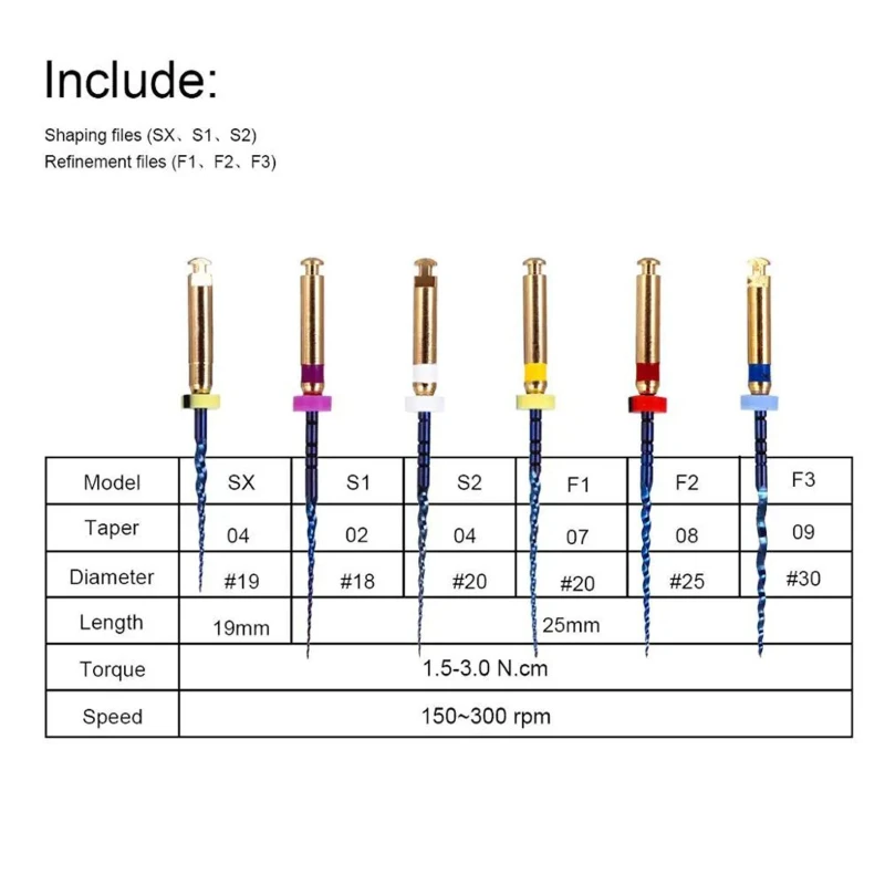 2 x 6Pcs/Box NiTi Rotary Endo Files SX-F3  - Heat-Activated Large Taper for Root Canal Preparation | Dental Clinic Supplies