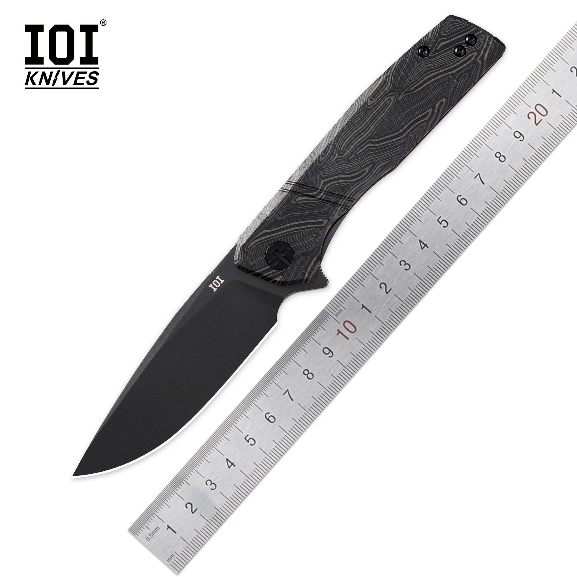 

IOI I51984 Pocket EDC Folding Knife Jackknife Damascus G10 Handle 14C28N Steel Camping Survival Multitool