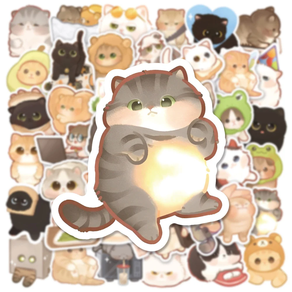 10/30/50PCS Cartoon Cute Cat New Personality Graffiti Creative Sticker Desk Guitar Refrigerator Car Waterproof Sticker Wholesale