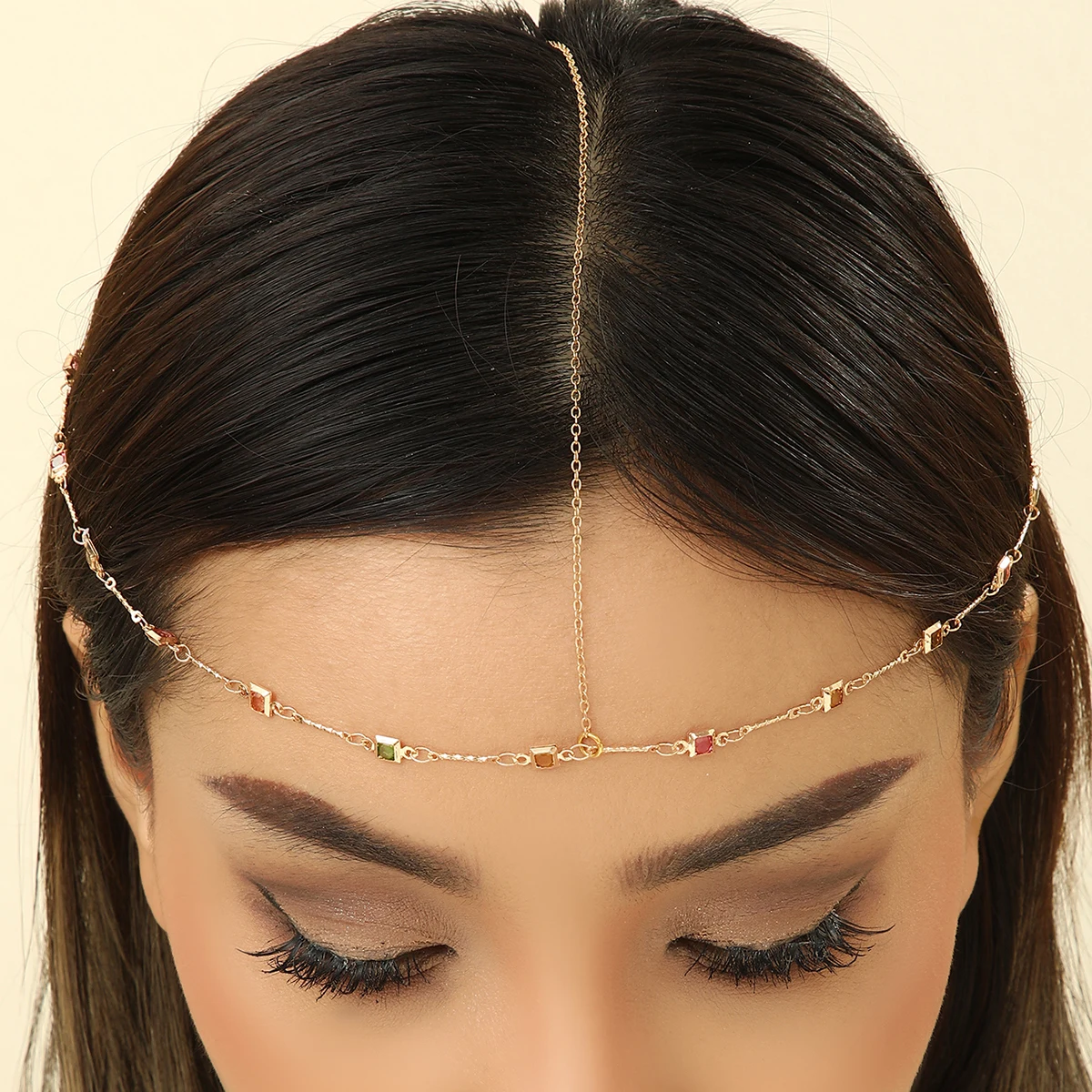 Kinitial Metal Headband Head Chain Hair Jewelry Women Headpiece Indian Boho Headdress Wedding Accessories