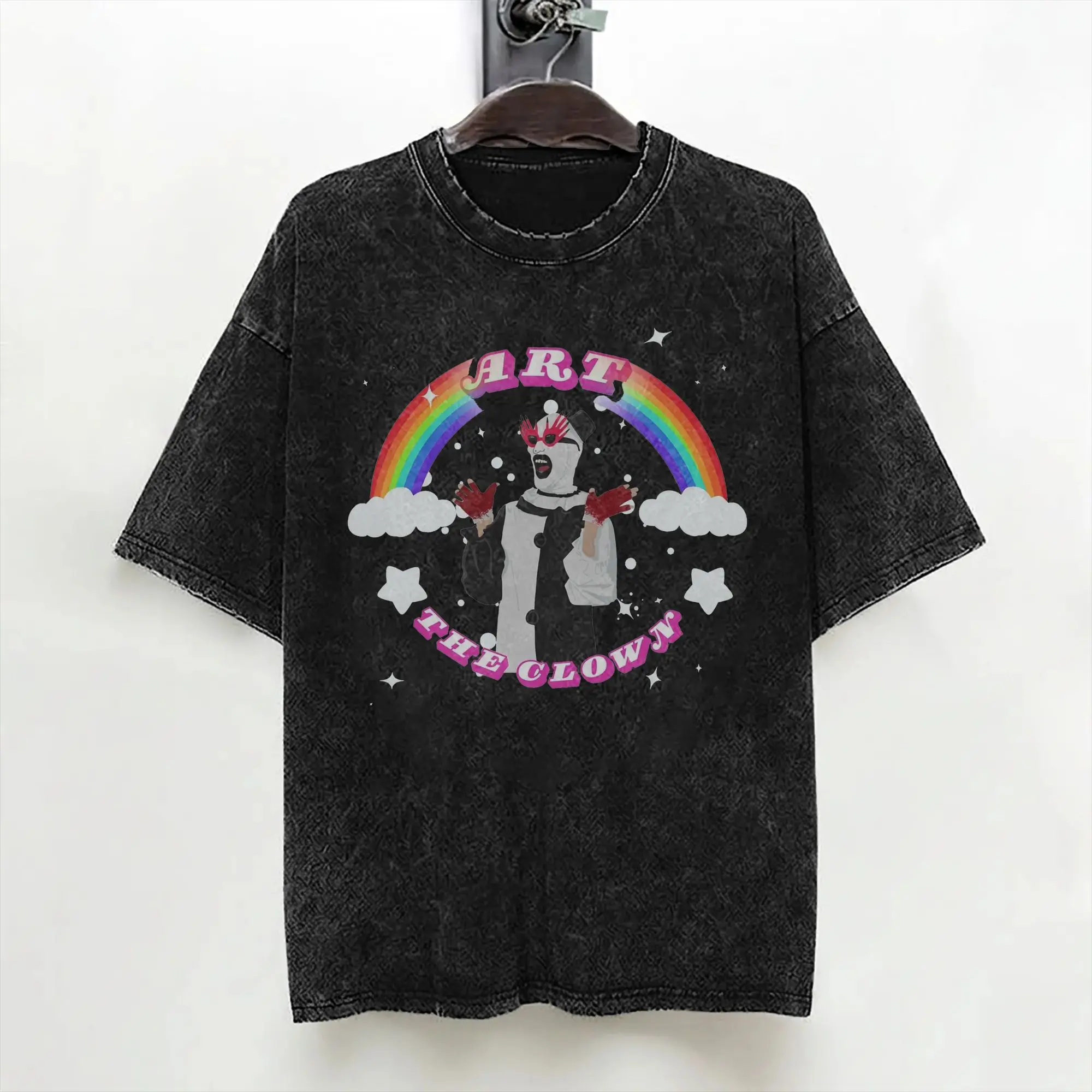 Art The Clown Terrifier T Shirts Washed Cotton Harajuku T-Shirt Halloween Casual for Men Women Streetwear Graphic Tee Shirt