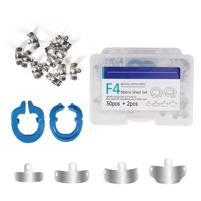 

50pcs Dental Matrix Bands Metal Matrices Clamp Ring Sectional Contoured Matrix System Nickel Titanium Clamping Ring Dentist Tool