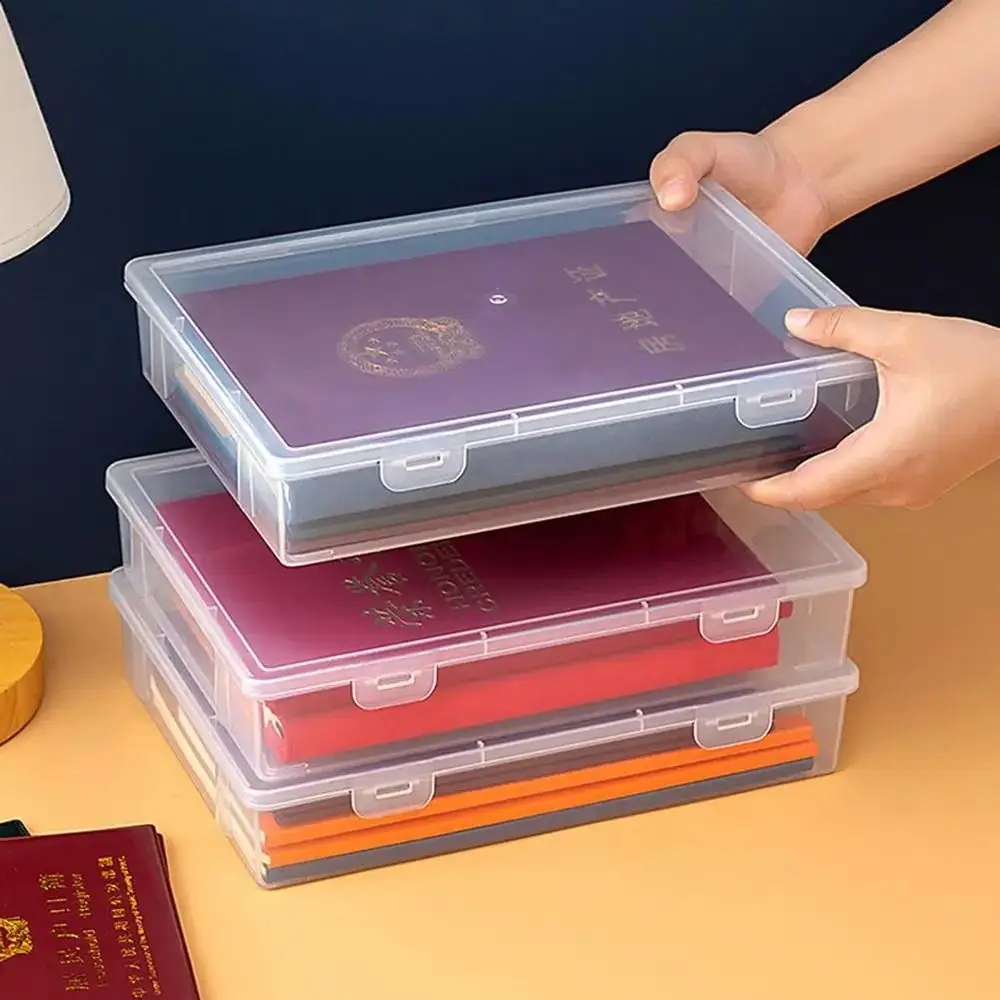 1 pièce, fournitures scolaires, de bureau et de maison, conteneur de stockage de documents, organisateur de fichiers multifonctionnel transparent A4 A5, en plastique anti-poussière