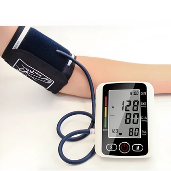 Digital Blood Pressure Monitor Arm Sphygmomanometer Heart Rate Pulse Meters Big Screen Automatic Tonometer with Cuff