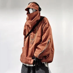 Moda Techwear giacche cappotto Cargo con cappuccio tasche con cerniera Pullover giacca da uomo Hip Hop Harajuku Streetwear giacca uomo oversize