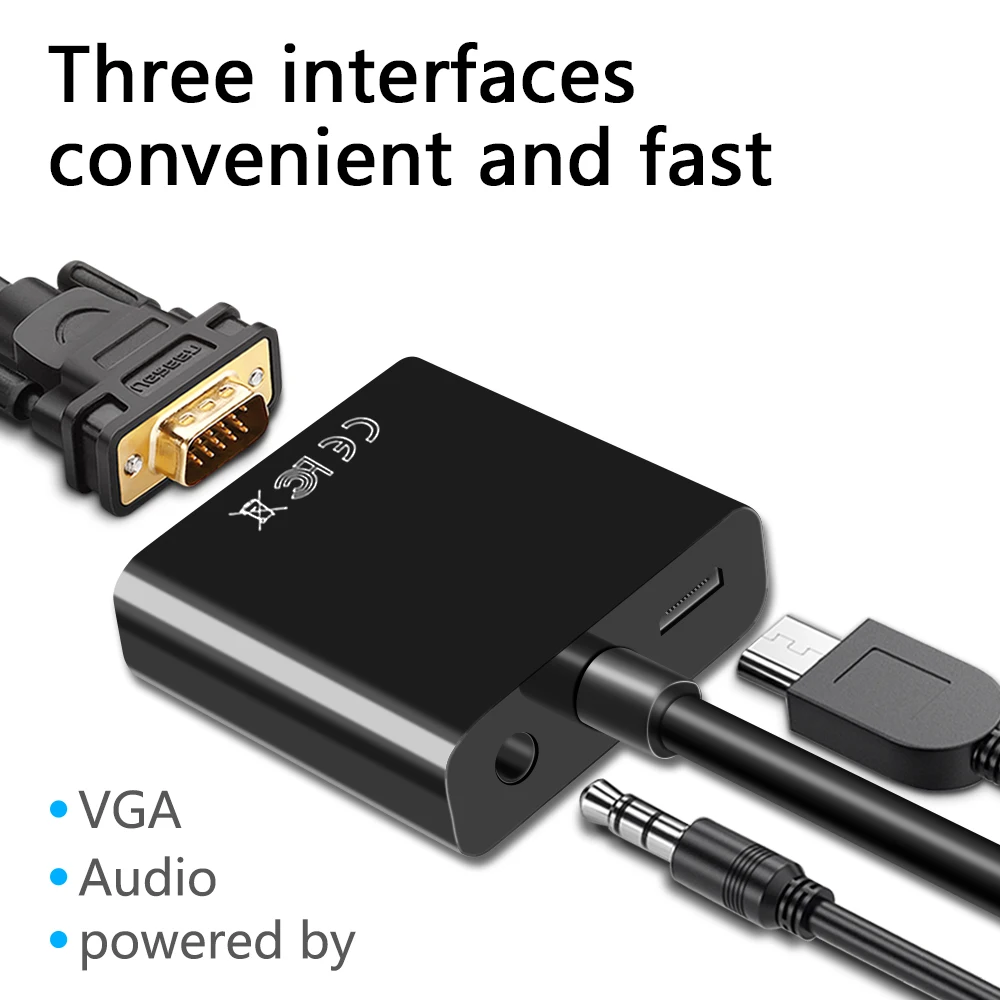 Convertidor de Cable HD 1080P HDMI compatible con VGA con fuente de alimentación de Audio adaptador HDMI macho a VGA hembra para tableta PC portátil TV