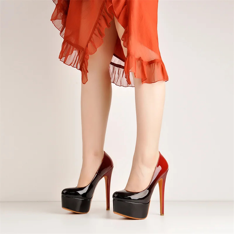 onlymaker Women Gradient Platform Round Toe Comfortable Super High Heel Stiletto Slip On Fashion Sexy With Dress Party Pumps
