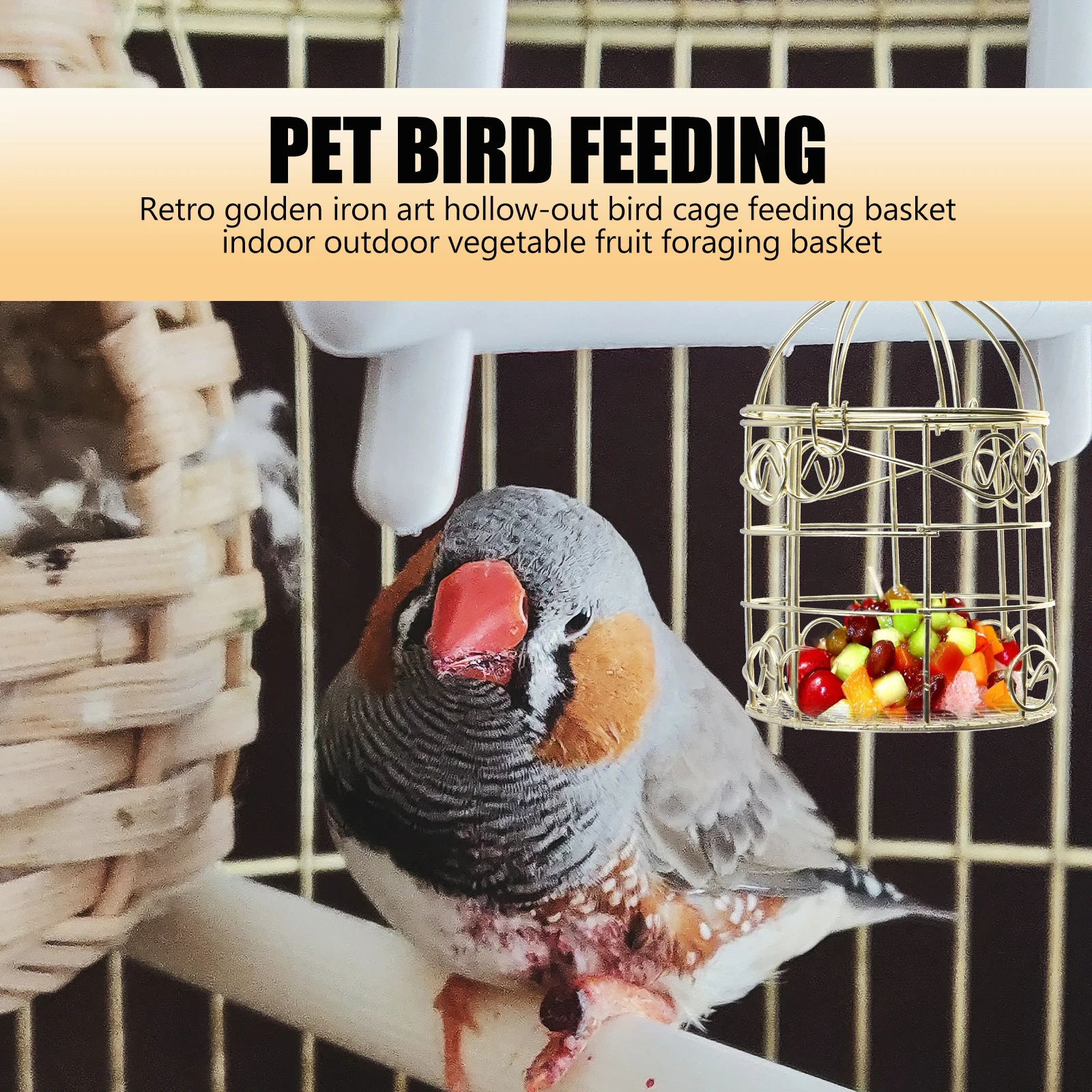 

2 PCS Bird Cage Feeder Hollow Indoor Outdoor Retro Wrought Iron Small Vintage Feeding