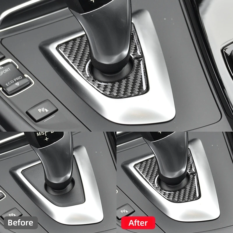 For BMW 3 Series F30 2013-2018 Accessories Carbon Fiber Interior Car Gear Lever Base Panel Trim Frame Cover Decoration Stickers